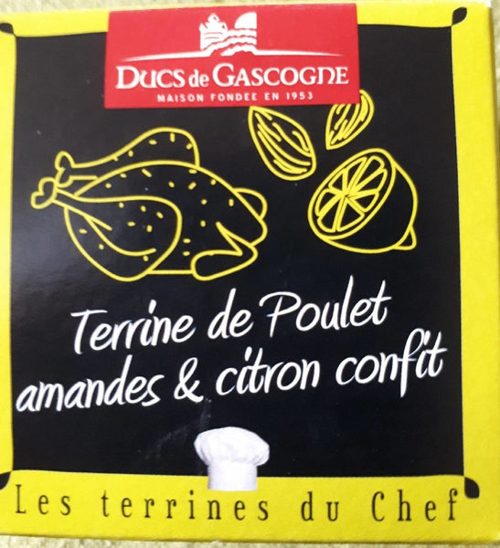 Chicken terrine, almonds and candied lemon 65g Ducs de Gascogne
