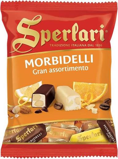 Sperlari Morbidelli Soft Nougat Chunks with Almonds covered in White and Dark Choc 117g