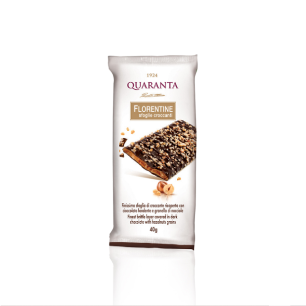 Quantra Florentine Hazelnut Dark Chocolate Bar 40g