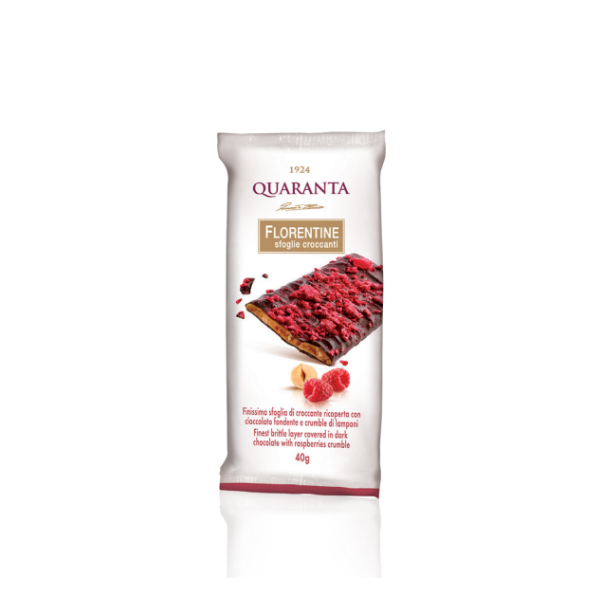 Quantra Florentine Raspberry Dark Chocolate Bar 40g