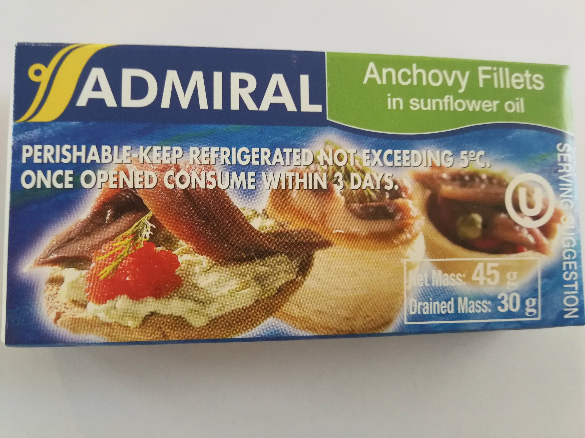 Admiral Anchovy Fillets in Sunflower Oil 45g
