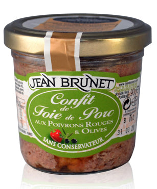Jean Brunet Pork Liver Pate with Red Peppers and Olives 90g