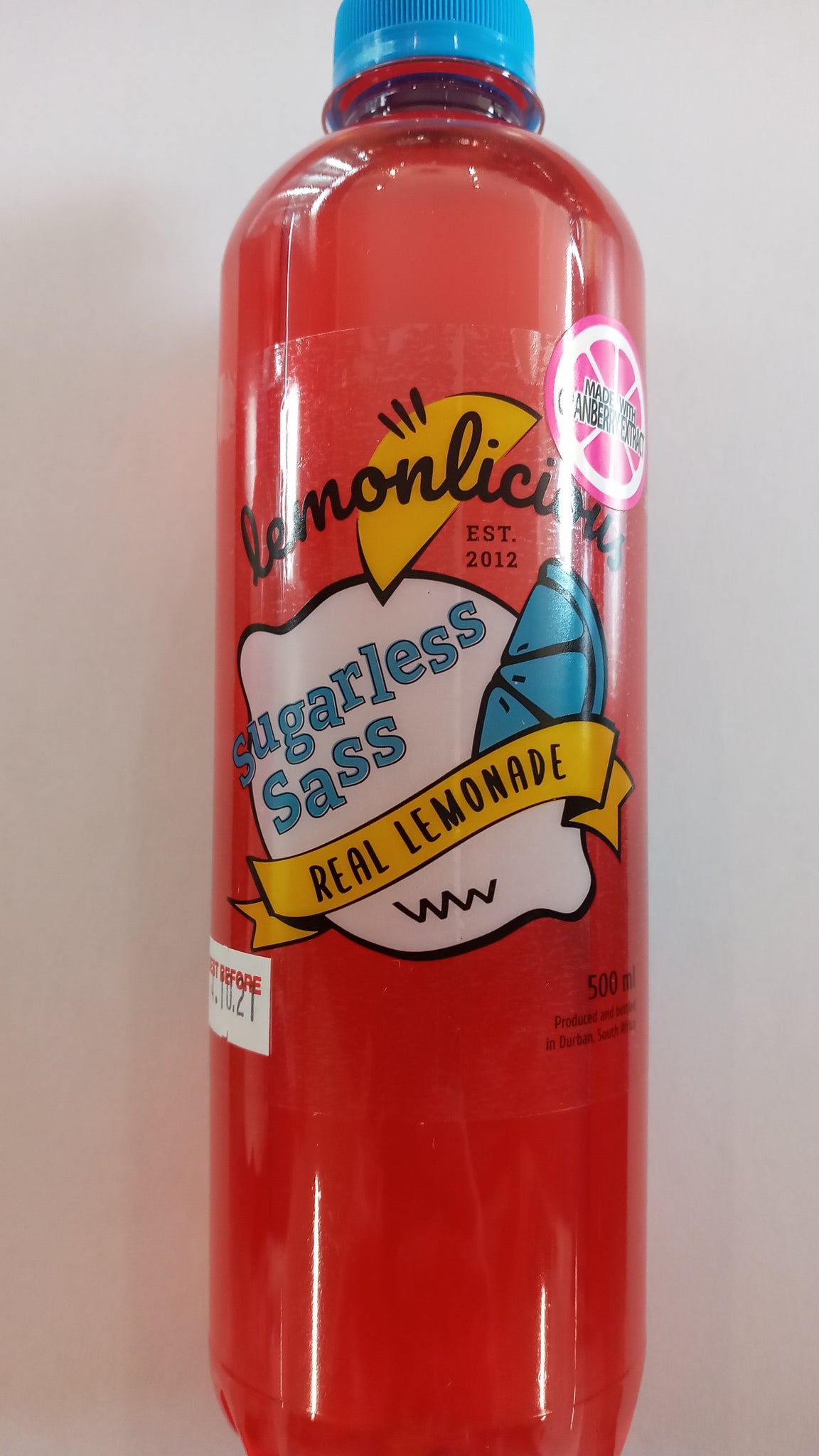 Lemonlicious Sugarless Lemonade with Cranberry extract 500ml