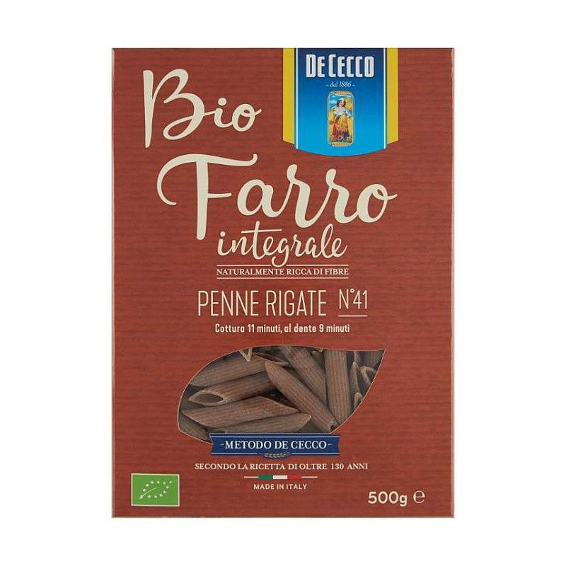 De Cecco Bio Farro Wholewheat Penne Rigate No 41 500g