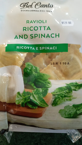 Bel Canto Frozen Ricotta and Spinach Ravioli 500g (In store collection)