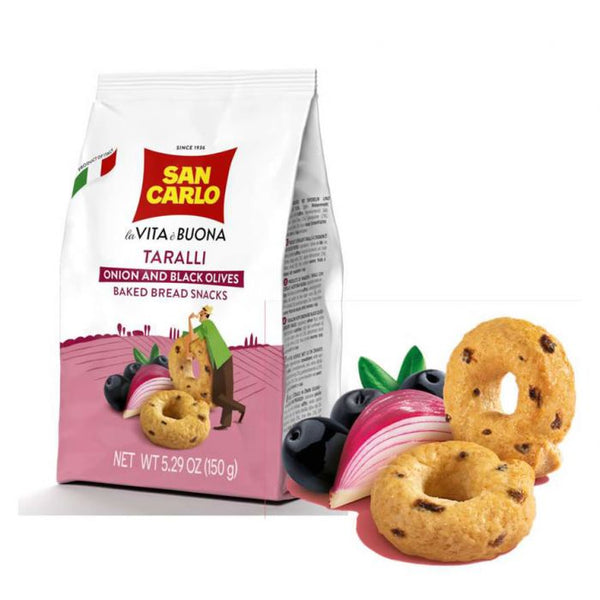 San Carlo Onion and Black Olives Taralli 150g